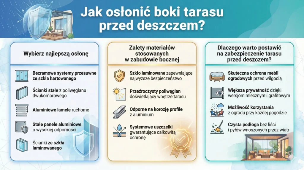 Jak osłonić boki tarasu przed deszczem?